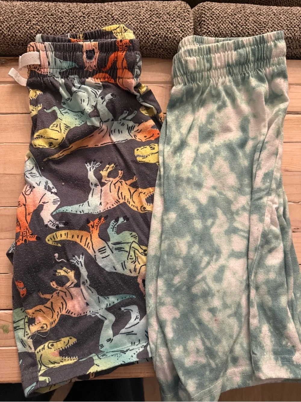 Cat & Jack Multi-Color Dino Print and Teal Tie-Dye Kids PJ Shorts
